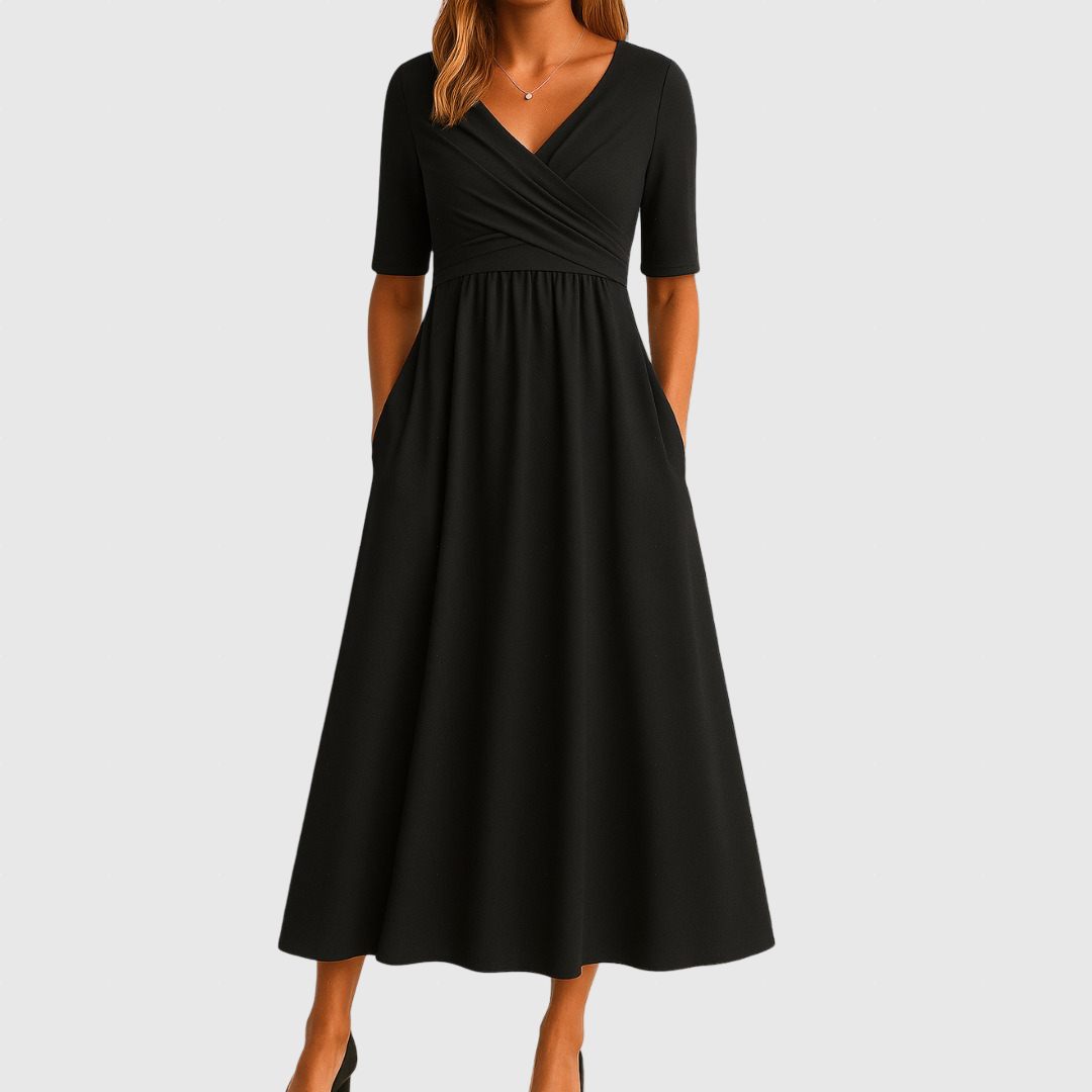 Monique™ | Rövid ujjú, keresztbe rakott ruha