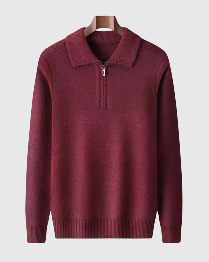 Levente - Kasjmírvékony pulóver negyedzipzárral Gstaad