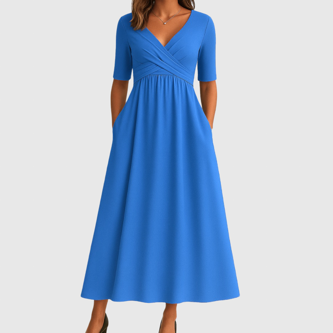 Monique™ | Rövid ujjú, keresztbe rakott ruha