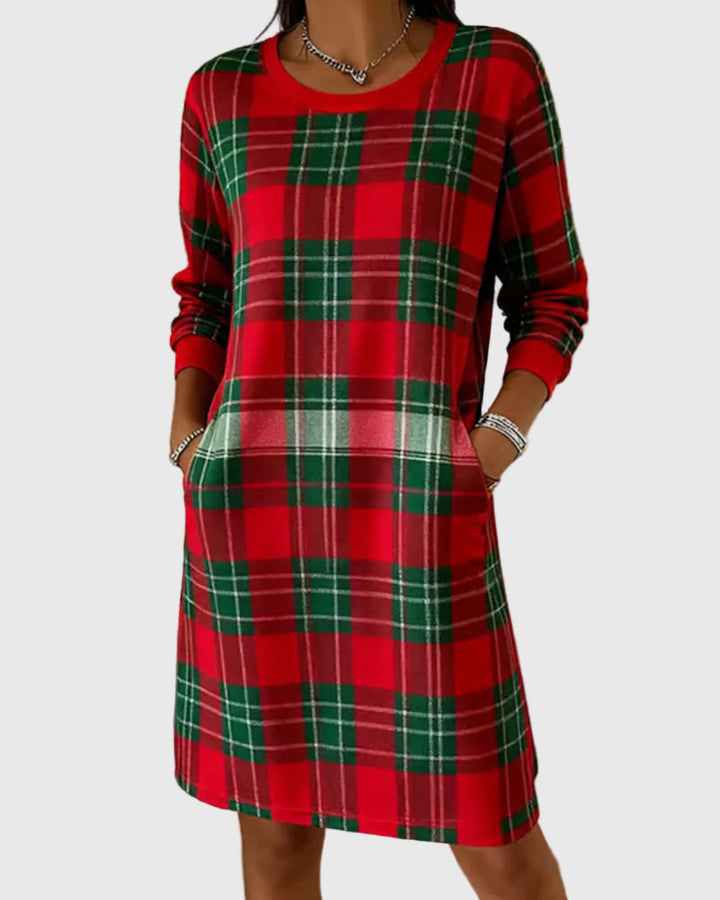 Hosszú Ujjú Kockás Pólóruha