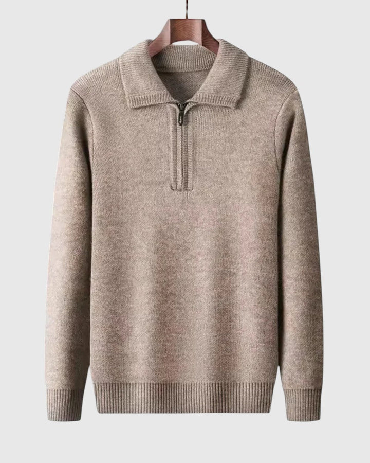 Levente - Kasjmírvékony pulóver negyedzipzárral Gstaad