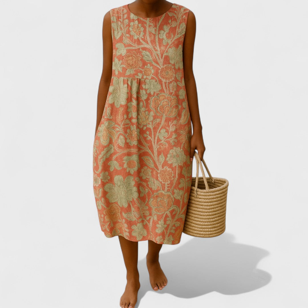 Alena - Elegáns Virágos Ruha