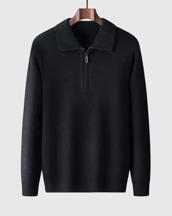 Levente - Kasjmírvékony pulóver negyedzipzárral Gstaad