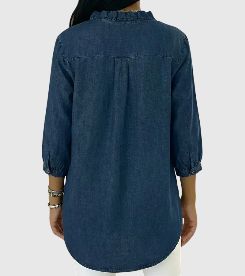 Lucía | Laza denim blúz V-nyakkal