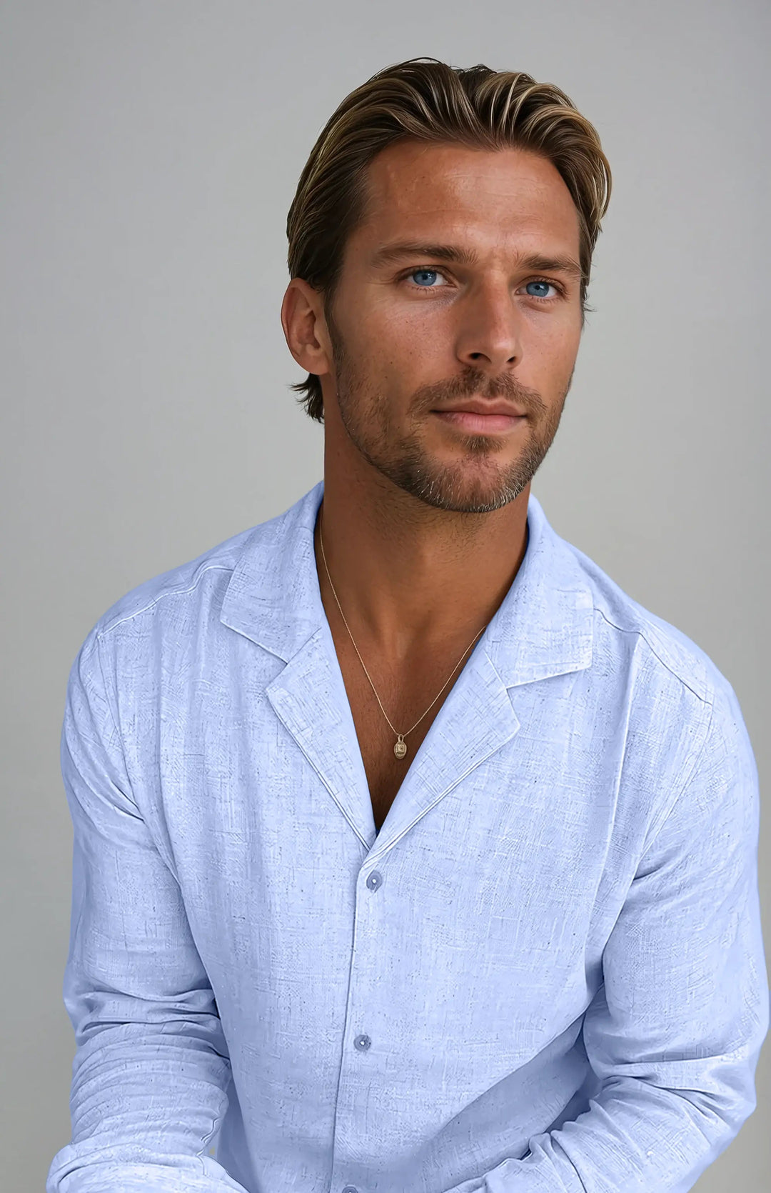 Len vászon stranding - Világoskék