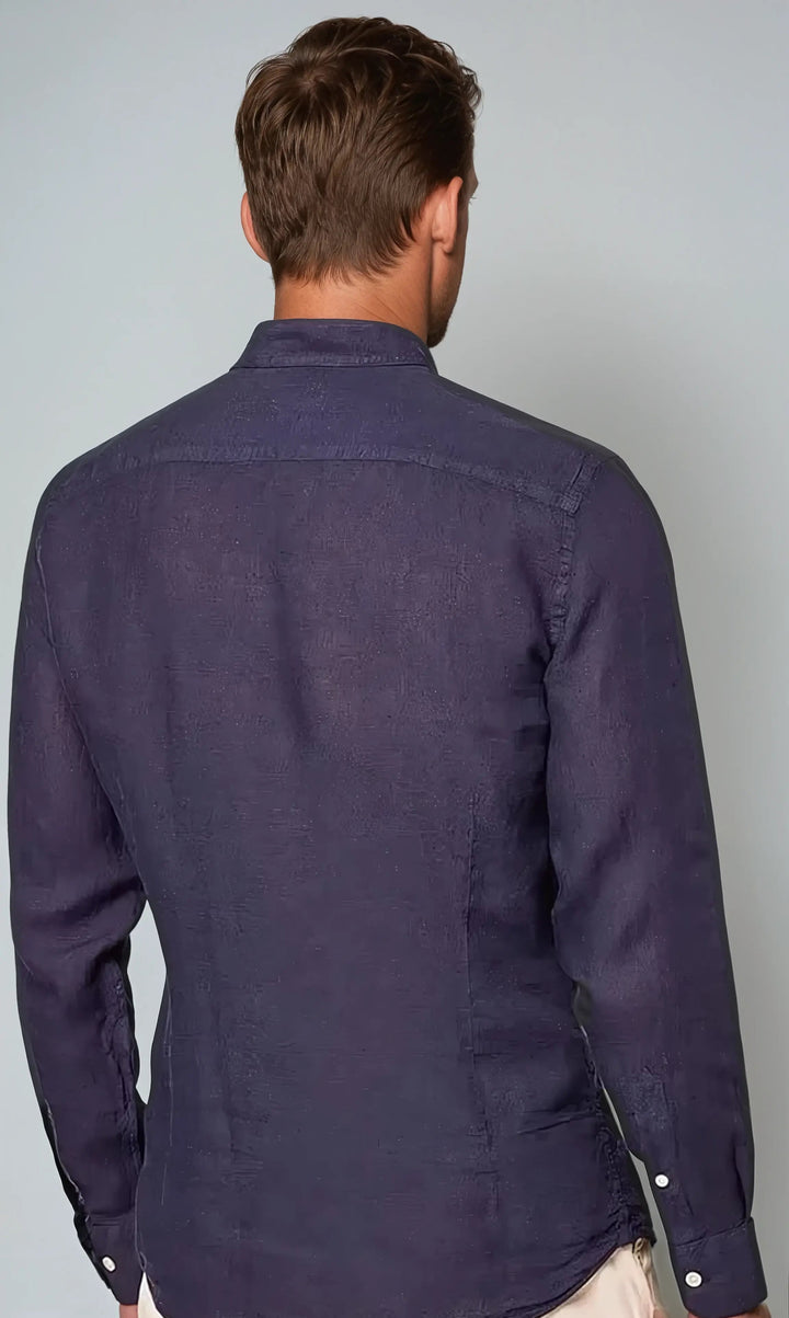 Tengerész kék len ing álló gallérral