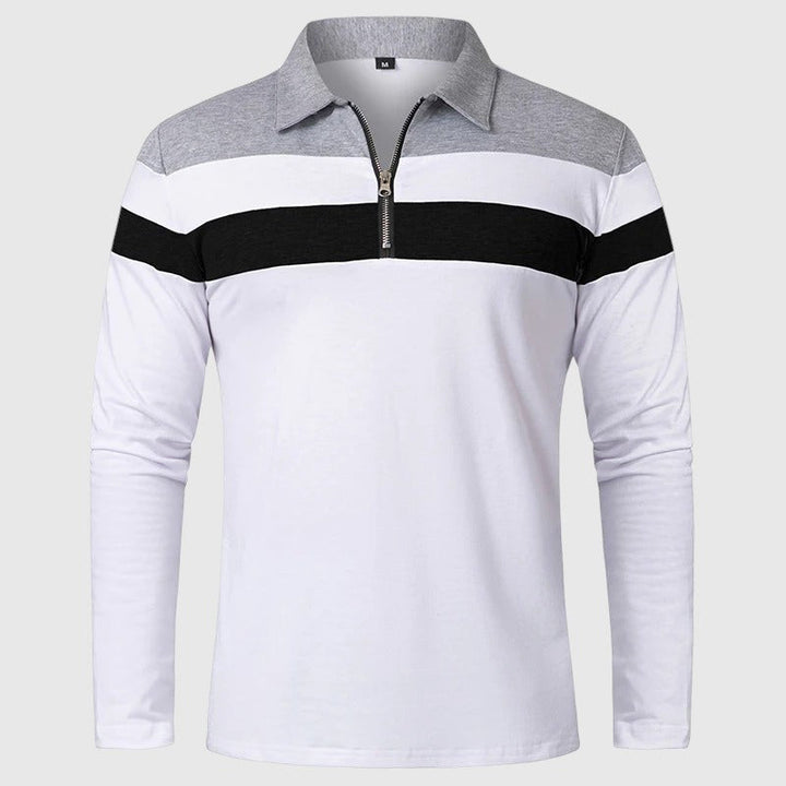 Ábel - Elegáns pulóver cipzárral és csíkokkal