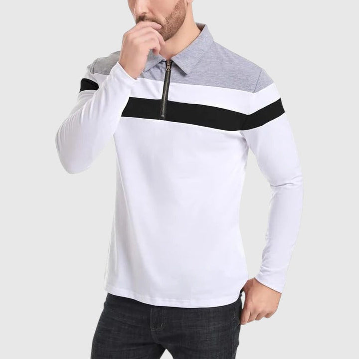 Ábel - Elegáns pulóver cipzárral és csíkokkal